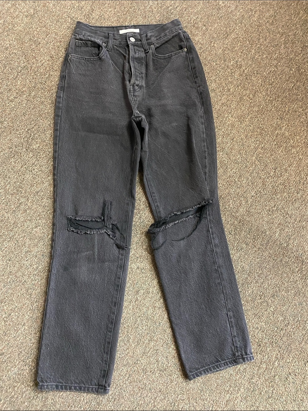 PacSun Black Distressed Straight Jeans